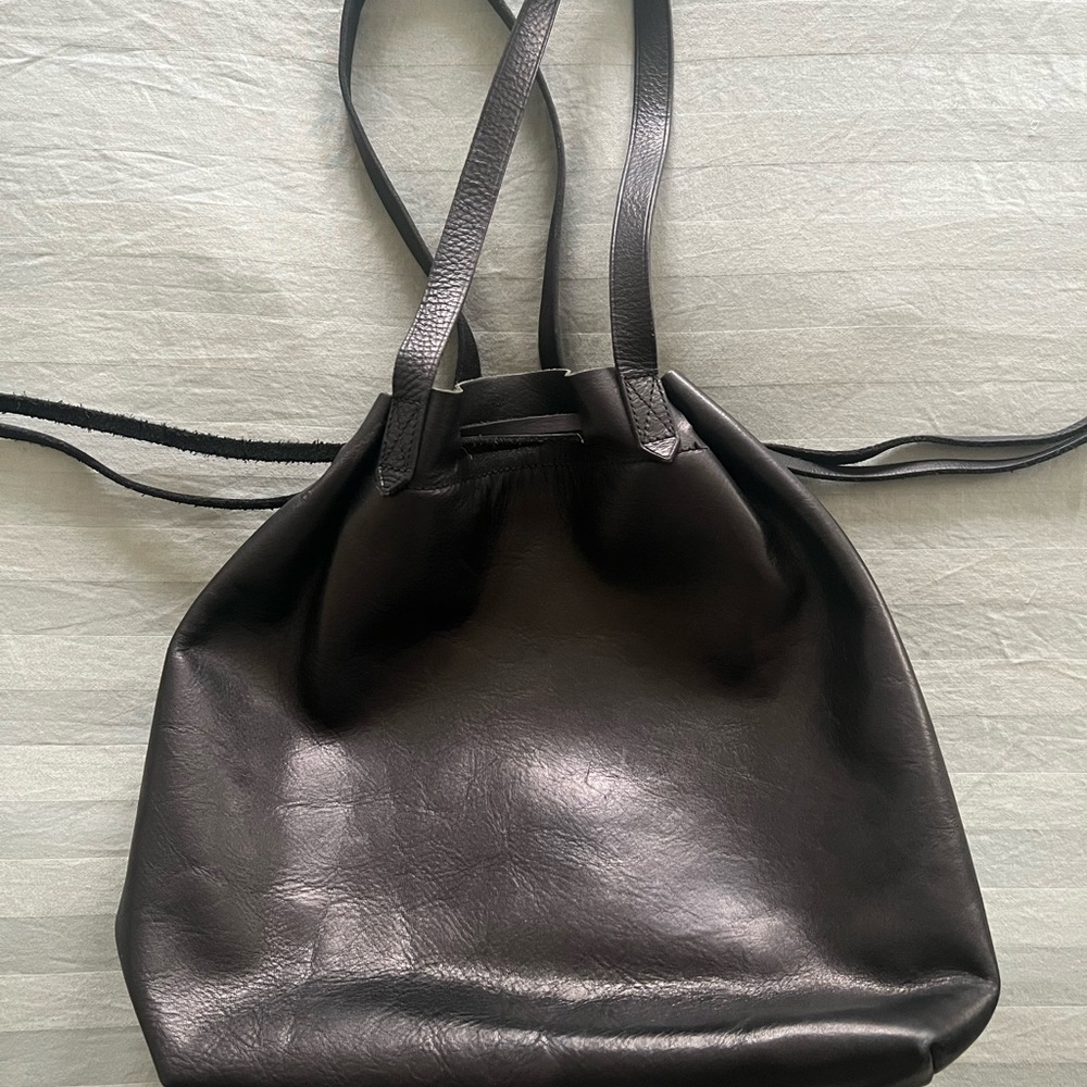 Madewell Black Leather Bucket Bag